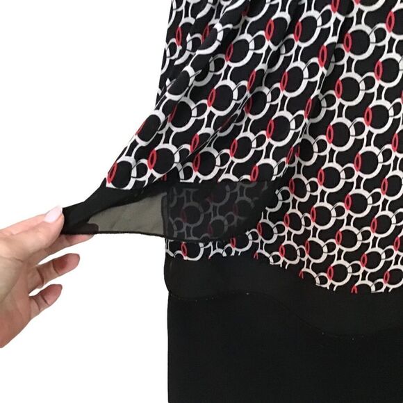 Black with red decorative polyester blouse - Picture 3 of 5